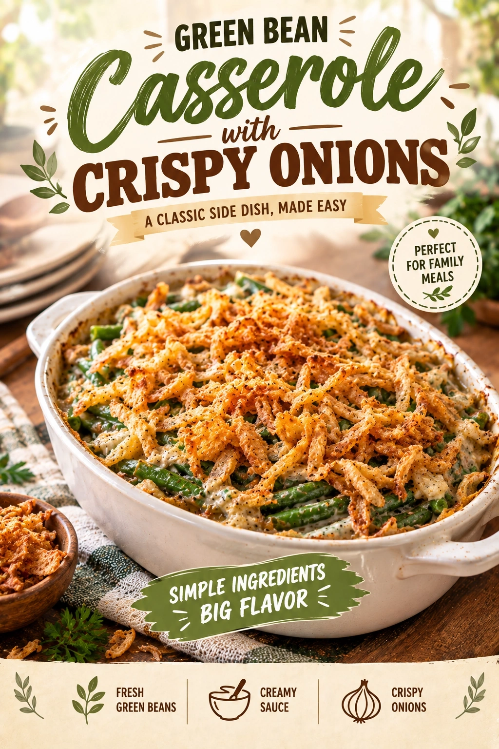 Green Bean Casserole with Crispy Onions | Easy Thanksgiving Side Dish Recipe recipe