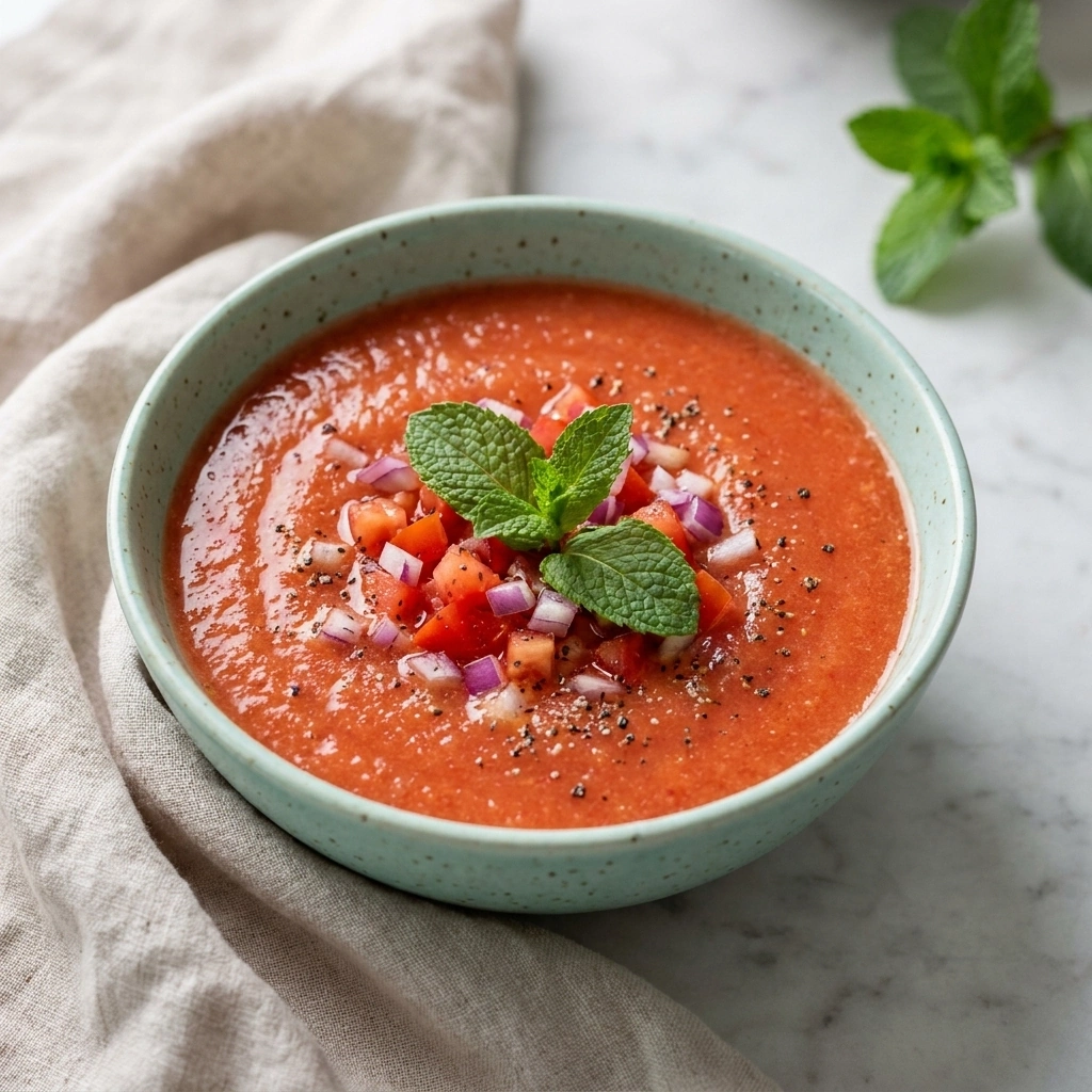 Chilled Watermelon Gazpacho: A Refreshing Summer Twist | Easy Cold Summer Soup recipe