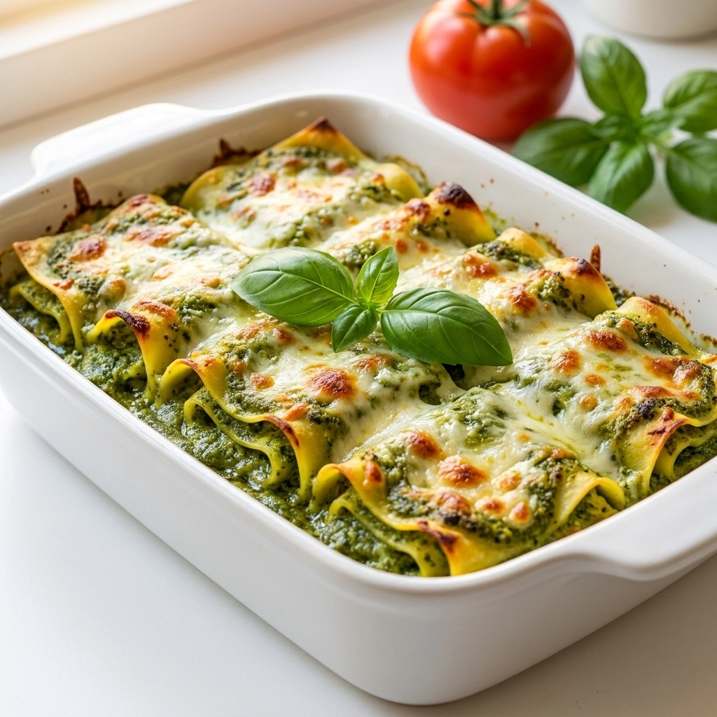 Cheesy Pesto Lasagna Rolls with Ricotta and Spinach | Easy Italian Dinner Idea recipe