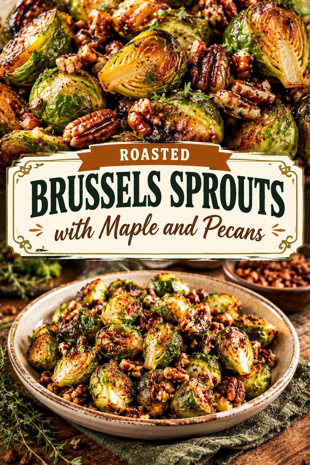 Roasted Brussels Sprouts with Maple and Pecans | Easy Healthy Side Dish Recipe recipe