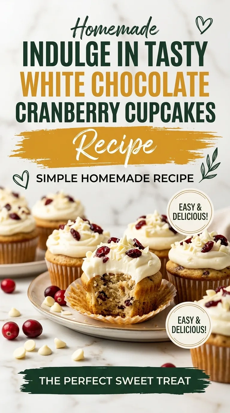 Indulge in Tasty White Chocolate Cranberry Cupcakes | Holiday Dessert Recipes recipe