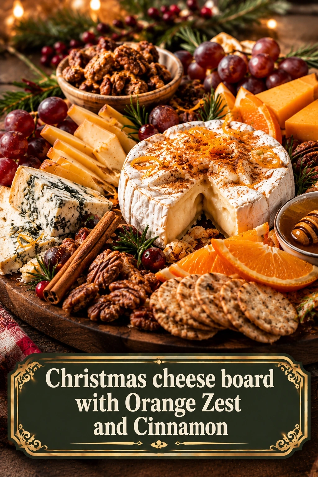 Christmas Cheese Board with Orange Zest and Cinnamon | Holiday Appetizer Platter recipe