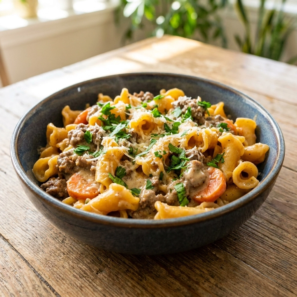 Creamy Beef and Shells Recipe for a Quick Dinner | Easy One Pot Pasta Meal recipe