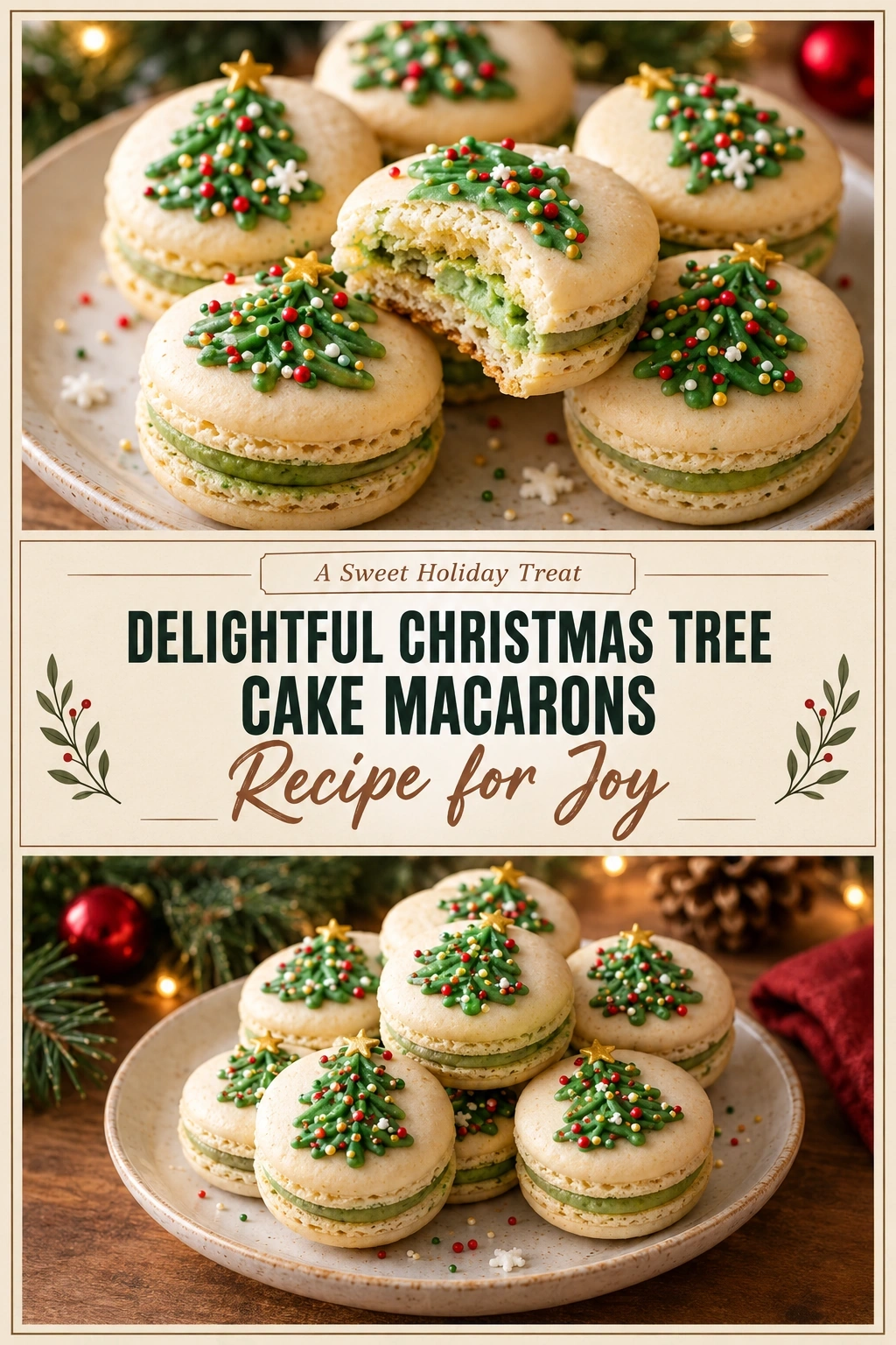 Delightful Christmas Tree Cake Macarons Recipe for Joy | Festive Holiday Macarons recipe