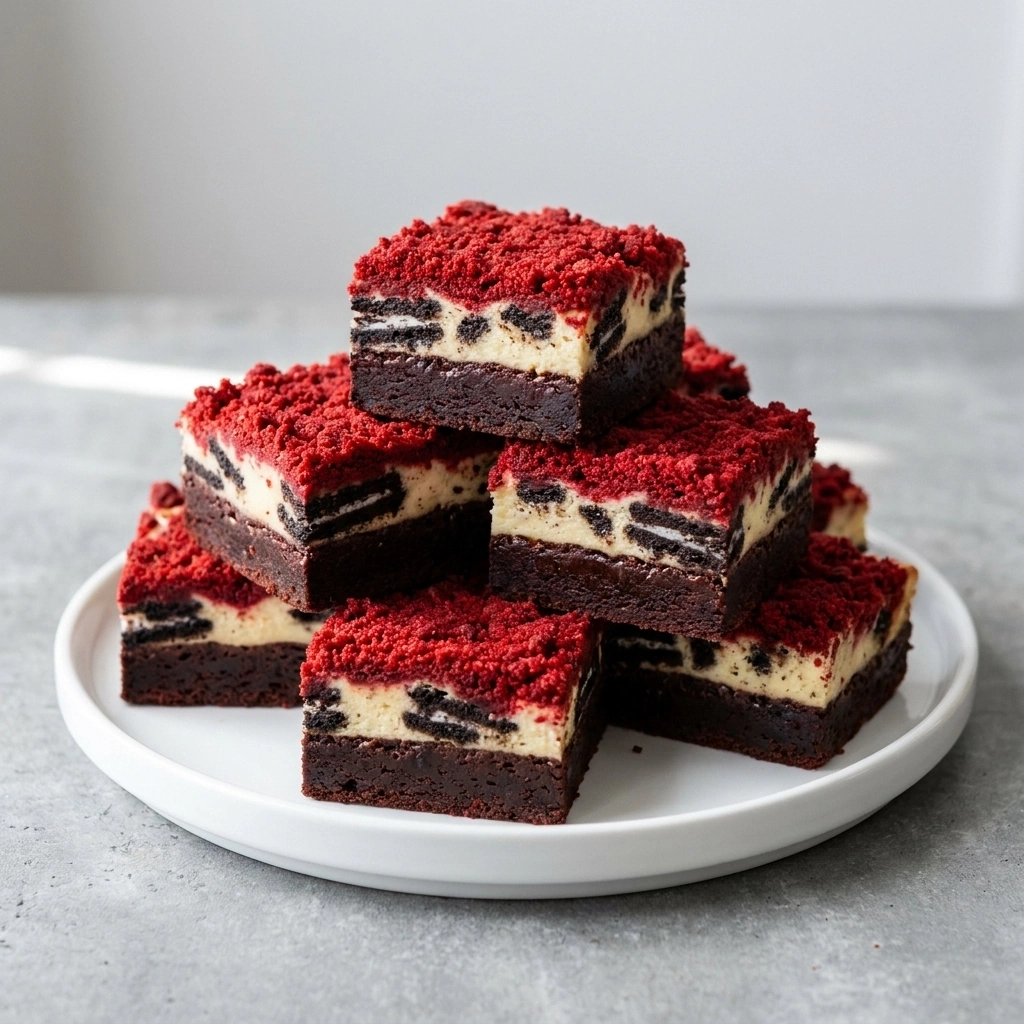 The Ultimate Red Velvet Oreo Cheesecake Brownies | Easy Dessert Bar Recipe recipe