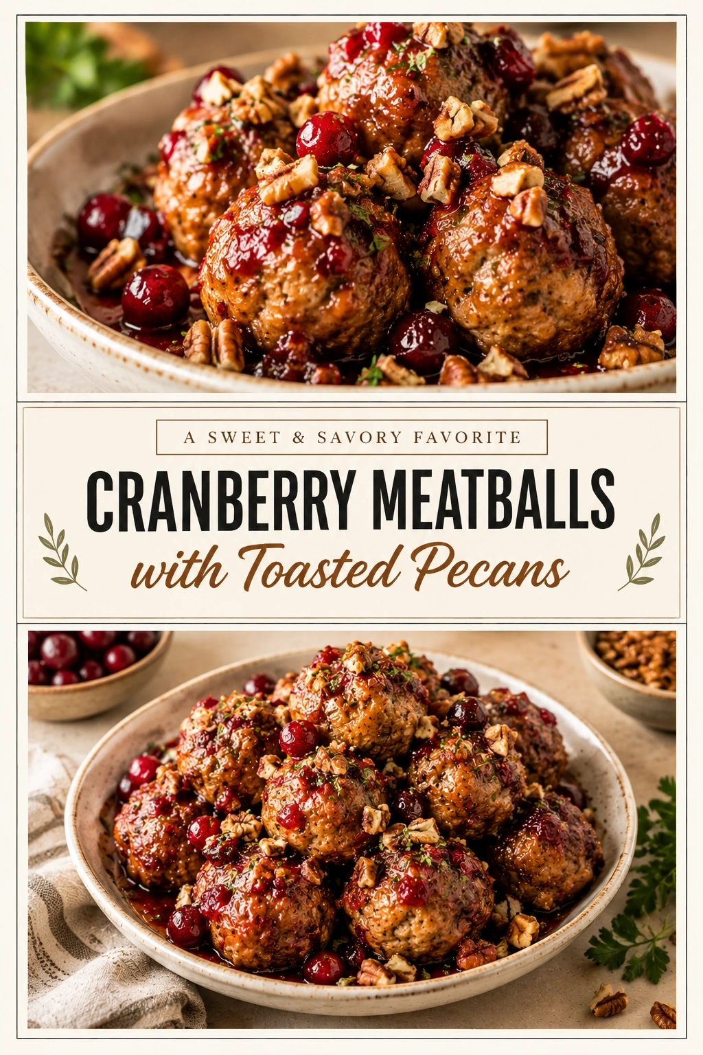 Cranberry Meatballs with Toasted Pecans | Easy Holiday Party Appetizer Recipe recipe