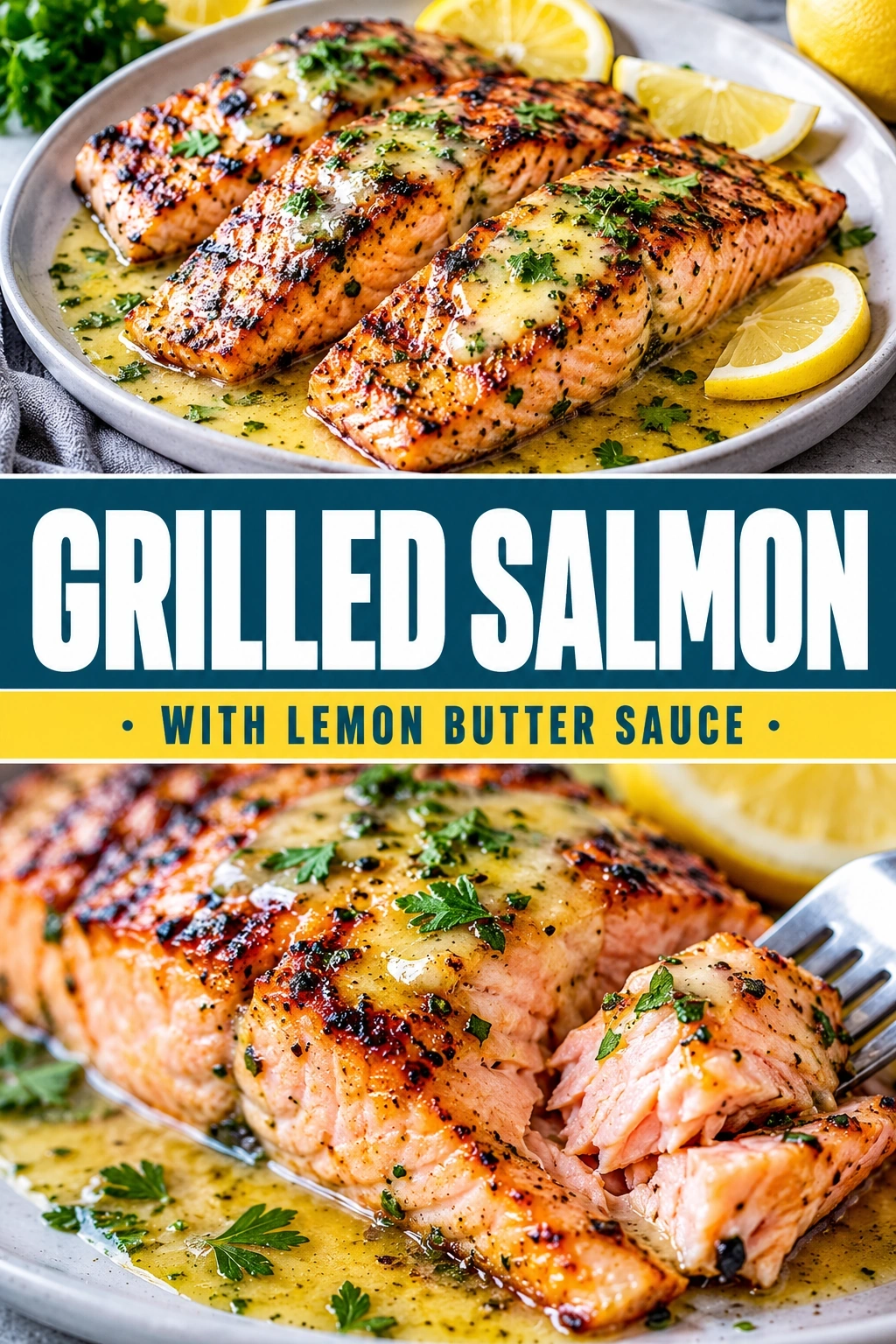 Grilled Salmon with Lemon Butter Sauce | Easy Healthy Dinner Ideas for Summer recipe