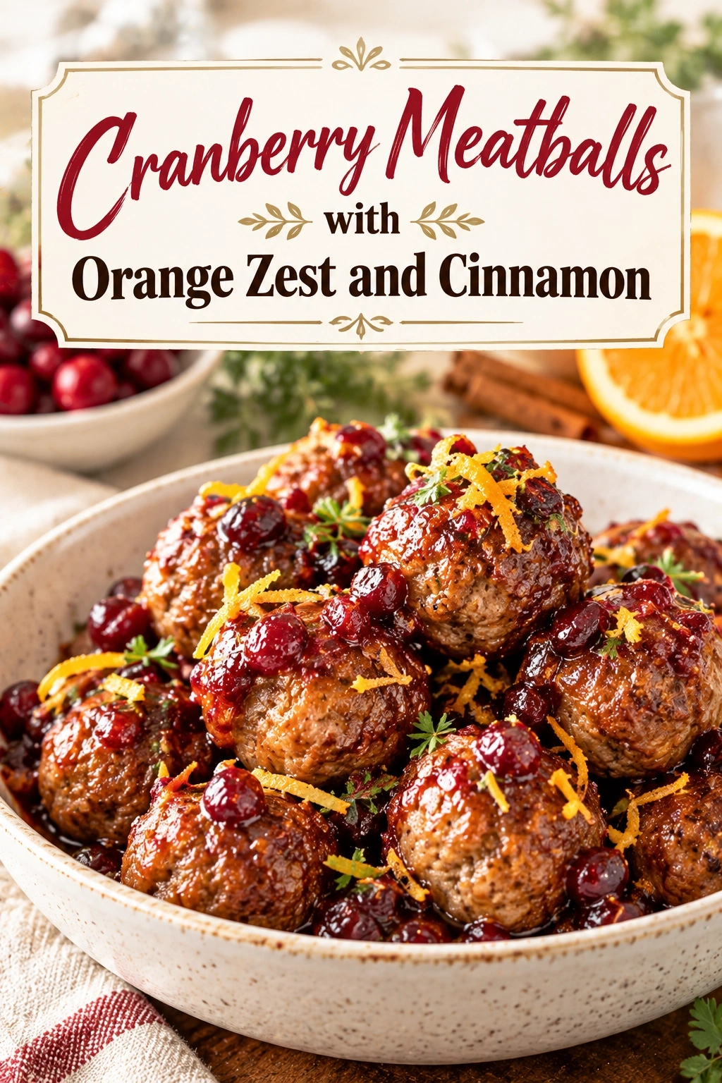 Cranberry Meatballs with Orange Zest and Cinnamon | Easy Holiday Appetizer Recipe recipe
