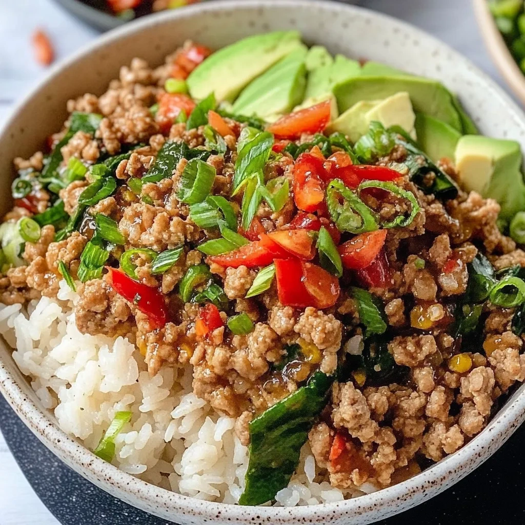 Delicious Aromatic Ground Turkey Teriyaki Rice Bowl recipe