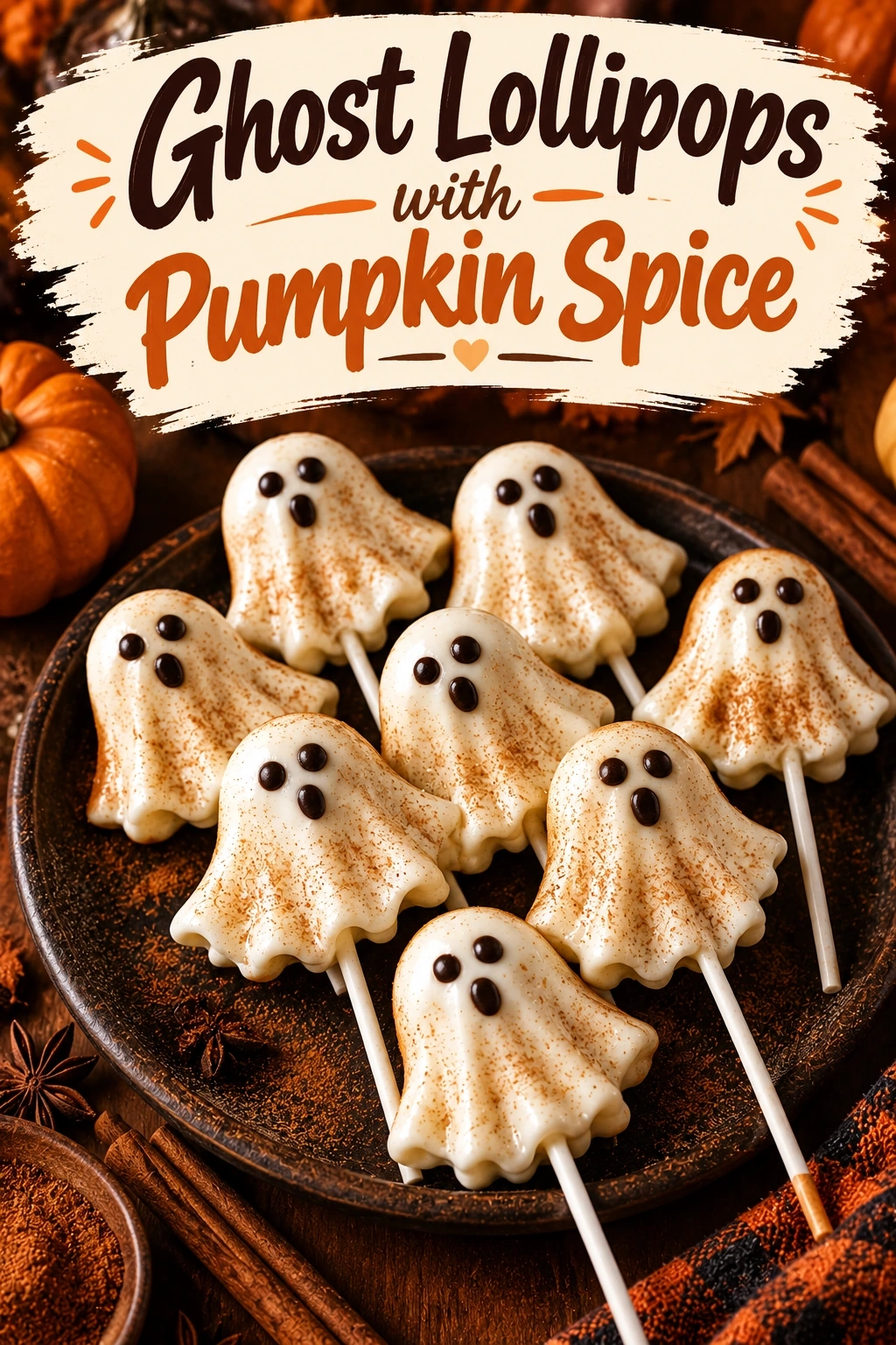 Ghost Lollipops with Pumpkin Spice | Easy Halloween Candy Recipe for Kids recipe