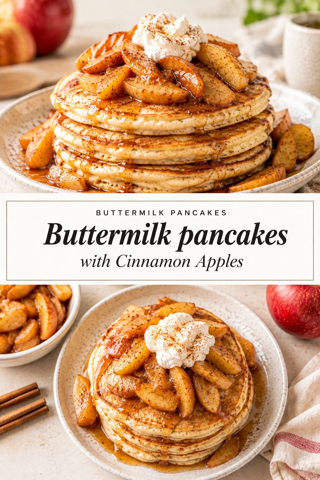 Buttermilk Pancakes with Cinnamon Apples | Easy Fall Breakfast Recipe recipe