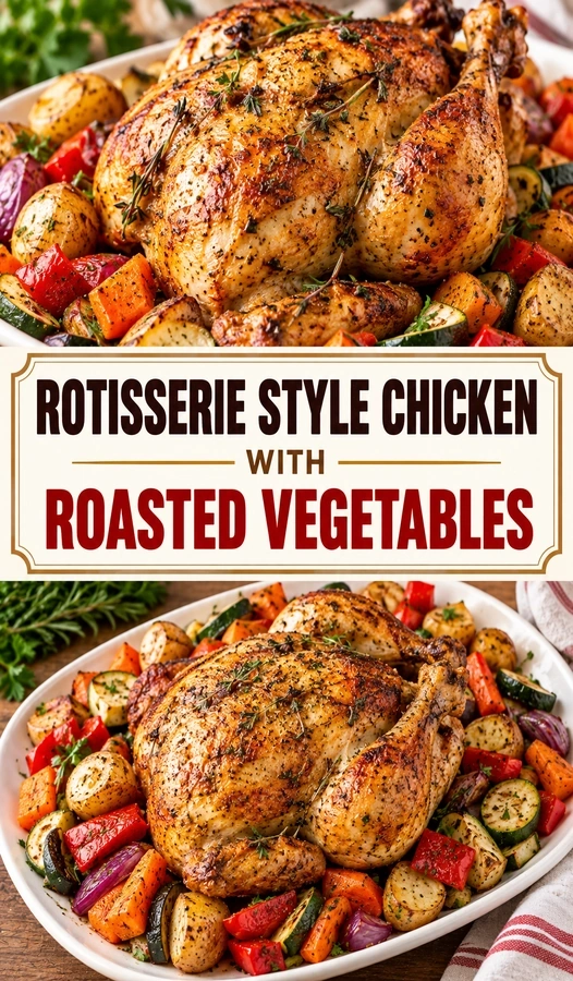 Rotisserie-Style Chicken with Roasted Vegetables | Easy Sheet Pan Dinner Idea recipe