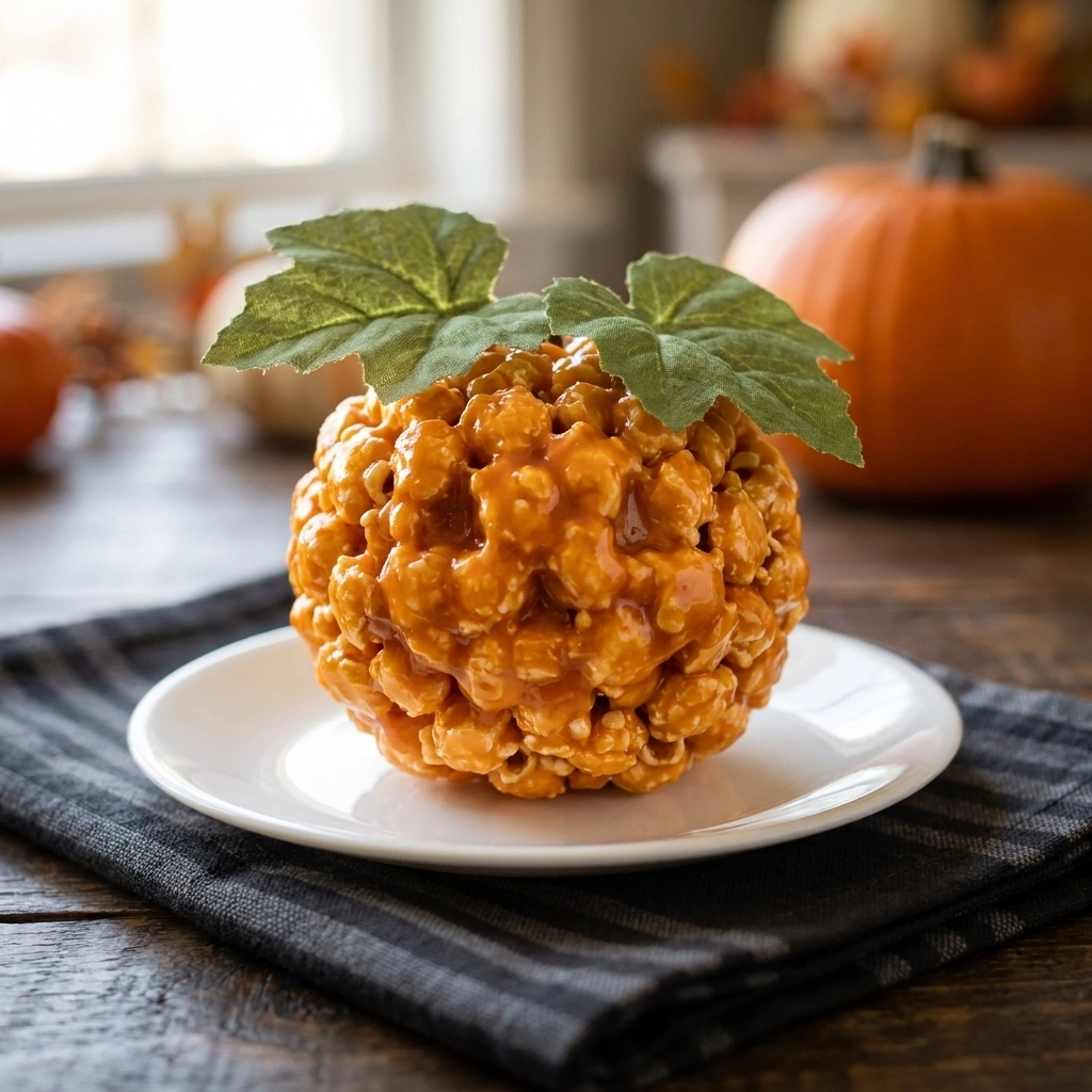 Festive Jack-O’-Lantern Popcorn Balls for Halloween Fun | Easy Halloween Treats recipe