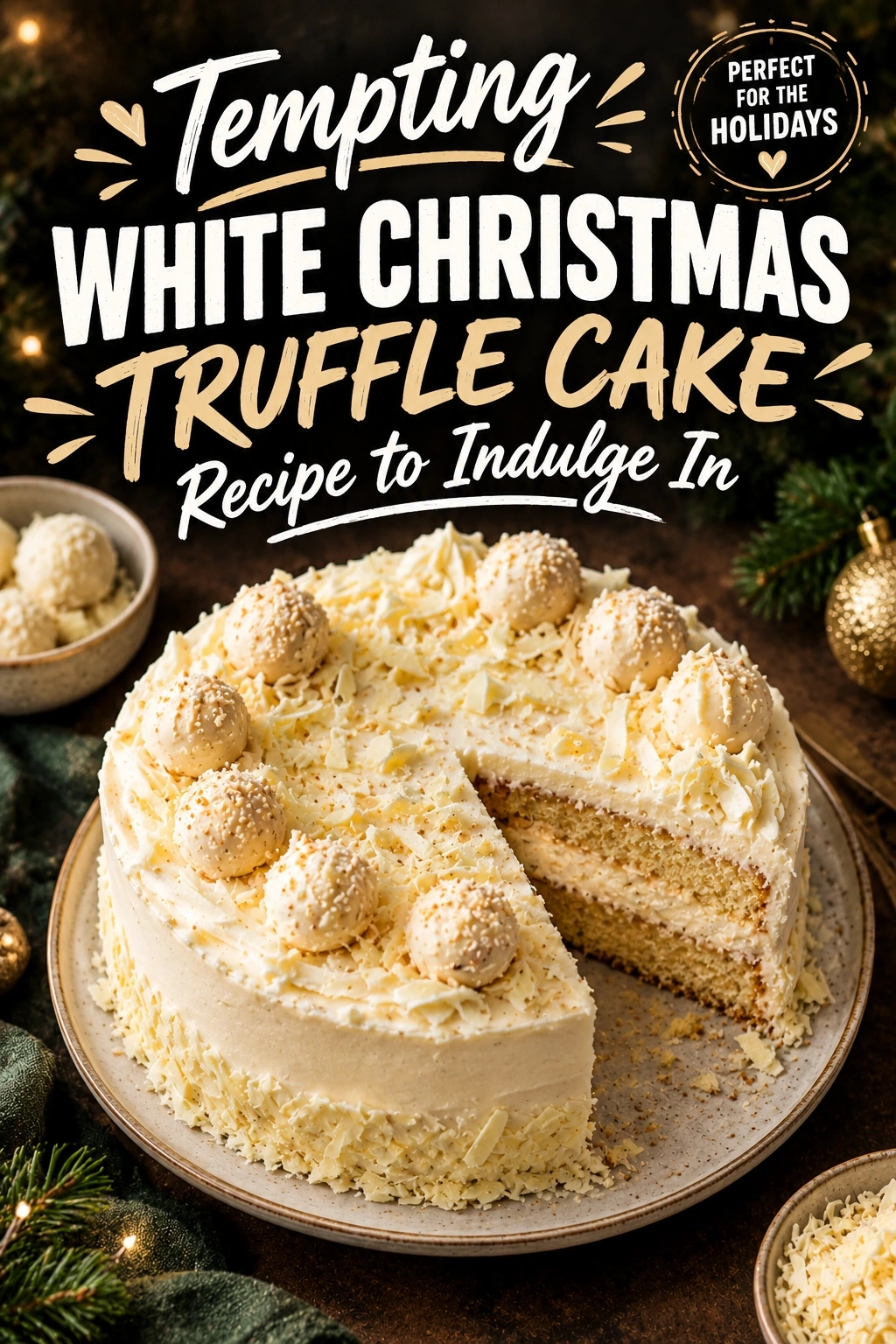 Tempting White Christmas Truffle Cake Recipe to Indulge In | Holiday Dessert Idea recipe