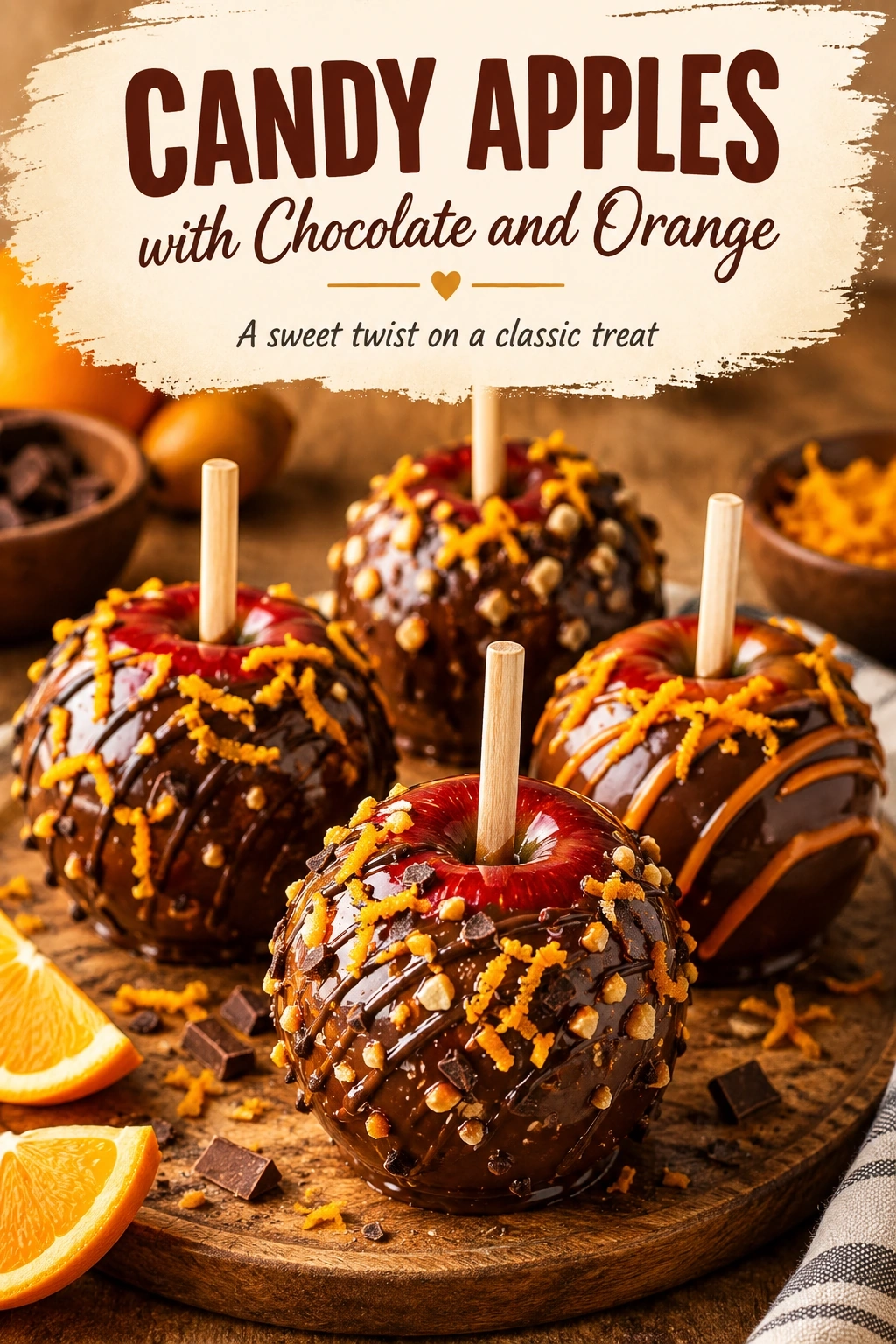 Candy Apples with Chocolate and Orange | Gourmet Fall Dessert Treats recipe