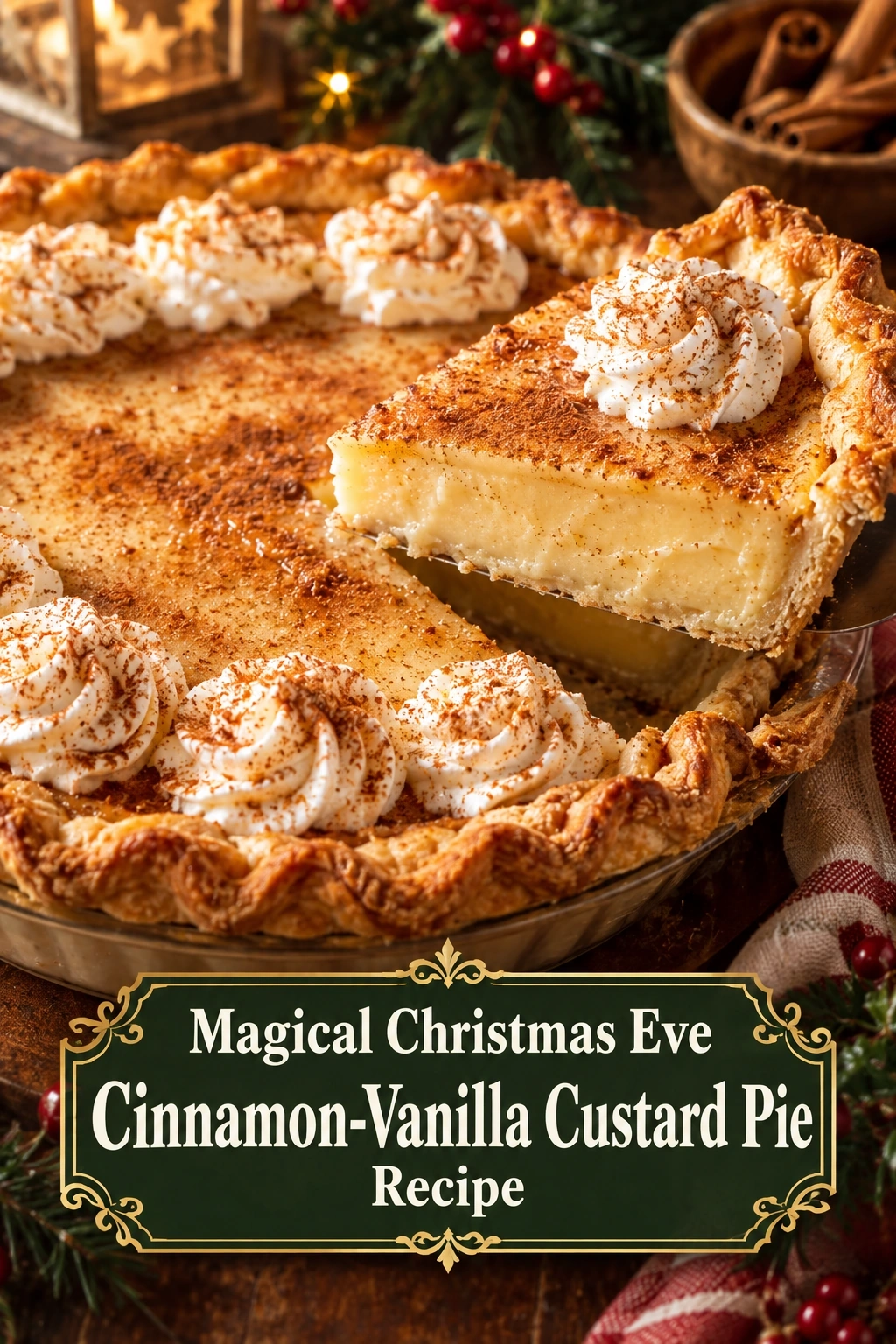 Magical Christmas Eve Cinnamon-Vanilla Custard Pie Recipe | Easy Holiday Dessert recipe